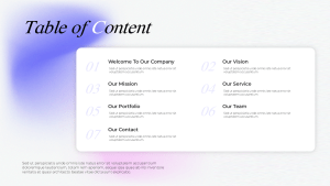 Gredient Pitch Deck Template Free_table of contents