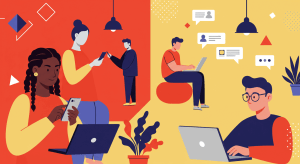 Digital Teamwork in Flat Design