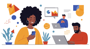 Digital Teamwork in Flat Design_1