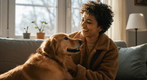 golden retriever indoor stock image_2