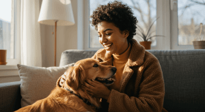 golden retriever indoor stock image_1