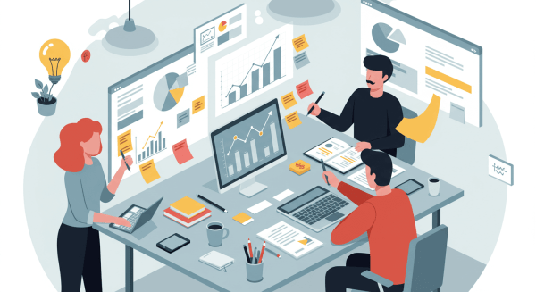 Teamwork in Data Analysis – Modern Business Strategy Illustration