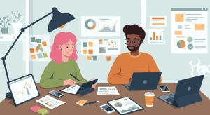 Teamwork in Data Analysis – Modern Business Strategy Illustration_3