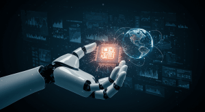 Futuristic AI Robotics and Microchip Innovation Concept Image