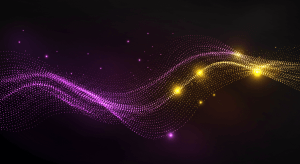 Glowing Particle Wave Background in Purple and Gold_1