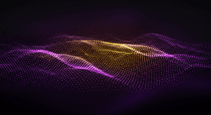 Glowing Particle Wave Background in Purple and Gold_2