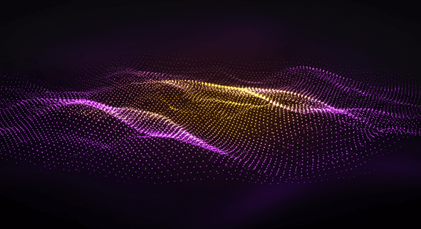 Glowing Particle Wave Background in Purple and Gold_2
